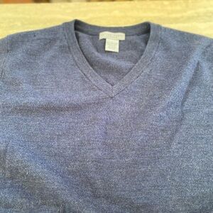 Blue Mens Vest size L Grandpa core V neck cashmere wool sweater worn twice EUC